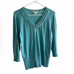 Appleseed's Sweater three quarter length sleeve turquoise M